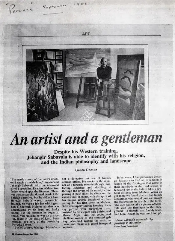 Geeta Doctor (Writer), An Artist and a gentleman, 1988, Newspaper Clipping