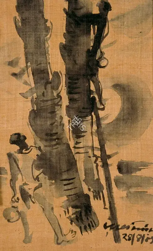 Ramkinkar Baij (Artist), Tree, 1953, Painting
