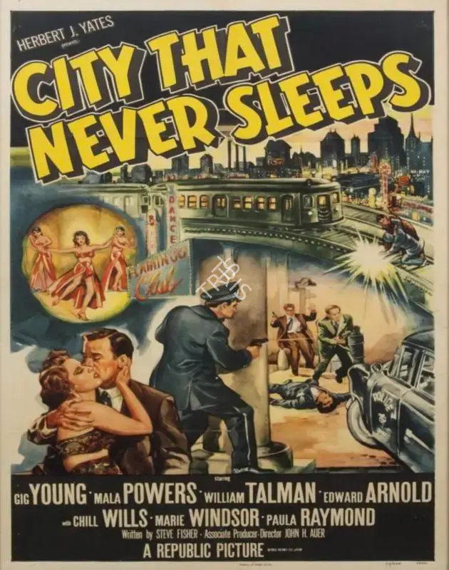 John H. Auer (Director), City That Never Sleeps, 1953, Poster