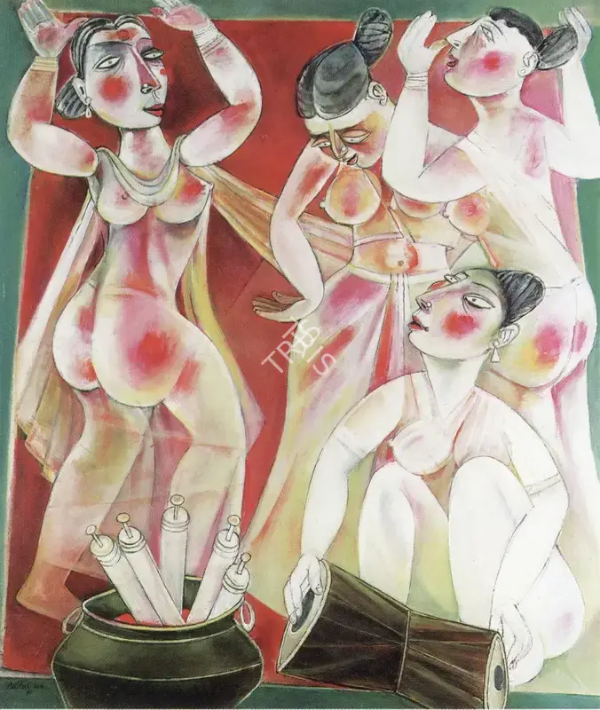 Paritosh Sen (Artist), Holi, 1990, Painting