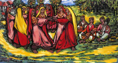 Chittaprosad (Artist), Kashmiri Dancers, Painting