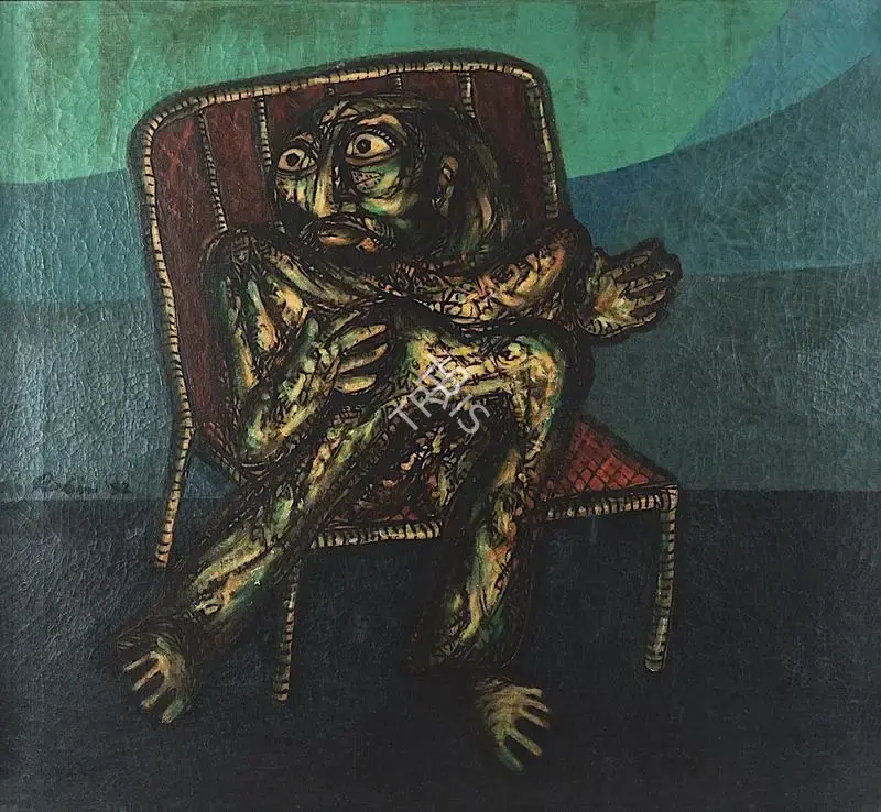 Rabin Mondal (Artist), Man Horrified, 1982, Painting