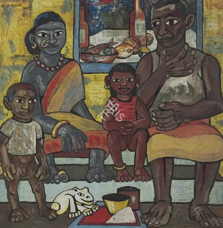 Souza, F.N. (Artist). Untitled (Indian Family), 1947 | Painting, Ch.Mum/11.12.14, 2014 · Christie's
