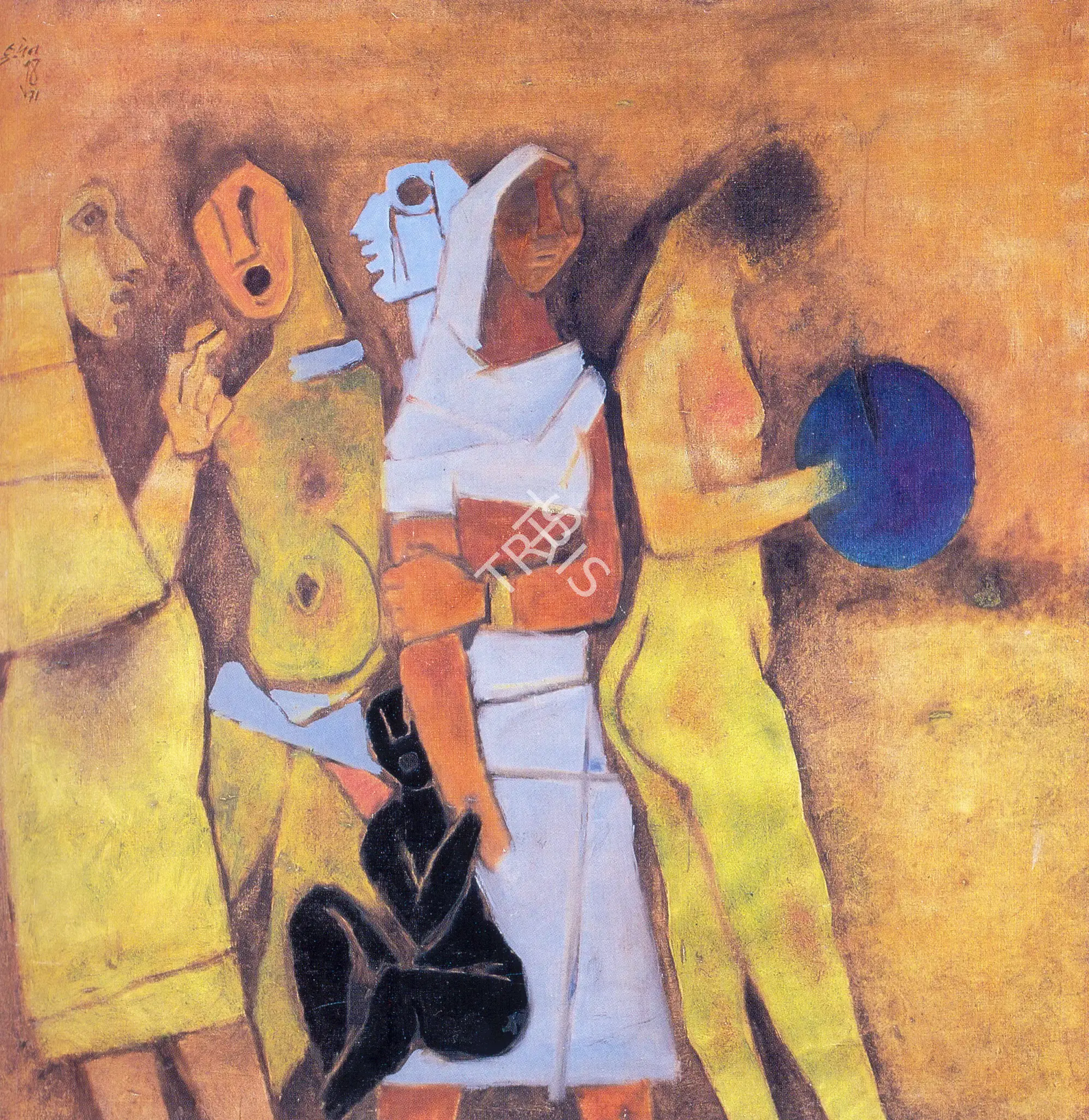 M.F. Husain (Artist), Four Women, 1971, Painting