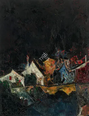 Raza, S.H. (Artist). Untitled (Village la Nuit), 1956 | Painting, Ch.NeY/25.03.26, 2026 · Christie's