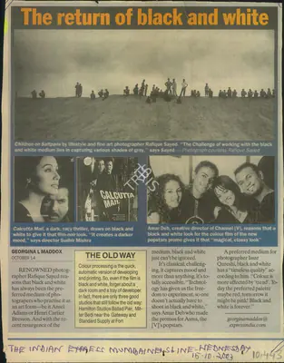 Georgina L. Maddox (Reporter), The Return of Black and white, 2003, Newspaper Clipping