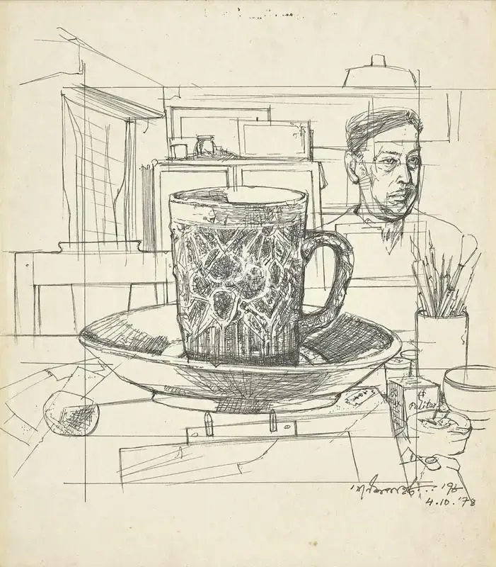 Ganesh Pyne (Artist), The Cup, 1978, Painting