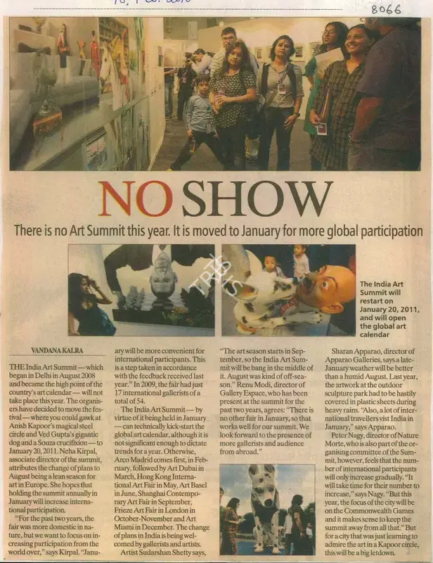 Vandana Kalra (Reporter), No Show, 2010, Newspaper Clipping