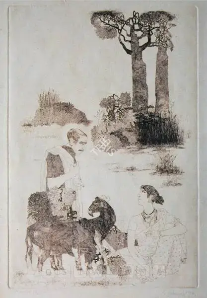 K. Laxma Goud (Artist), Couple, 1978, Graphic Art
