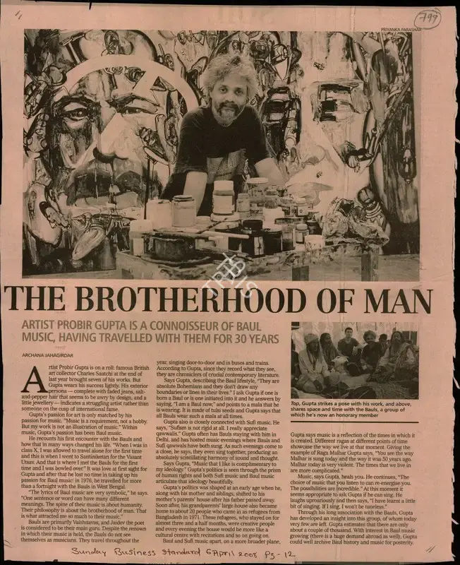 Archana Jahagirdar (Reporter), The Brotherhood of Man, 2008, Newspaper Clipping