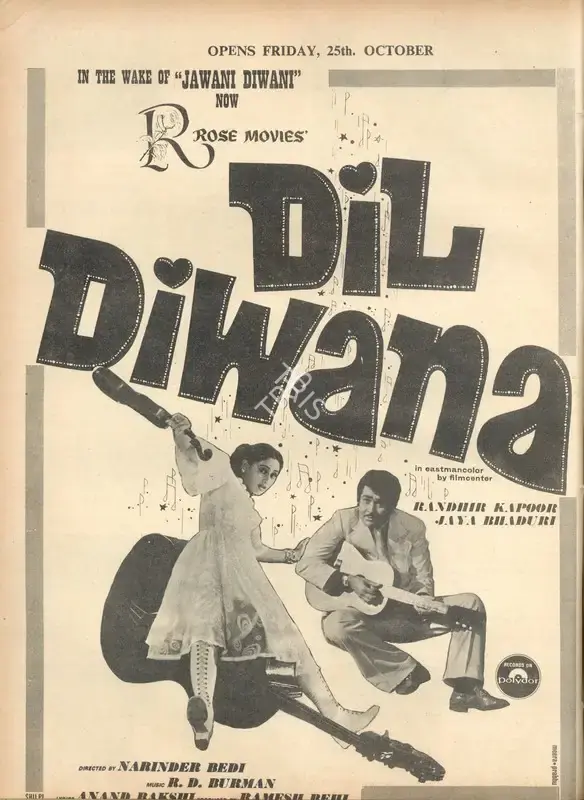 Ramesh Behl (Producer), Dil Diwana, 1974, Advertisement