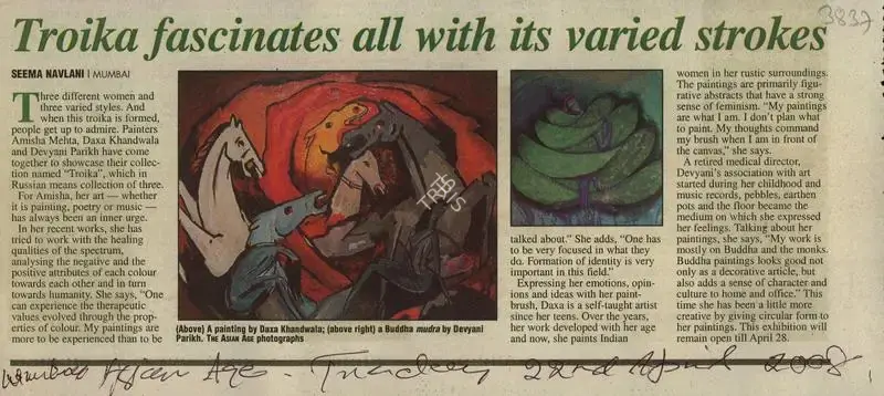 Seema Navlani (Reporter), Troika Fascinates All With Its Varied Strokes, 2008, Newspaper Clipping