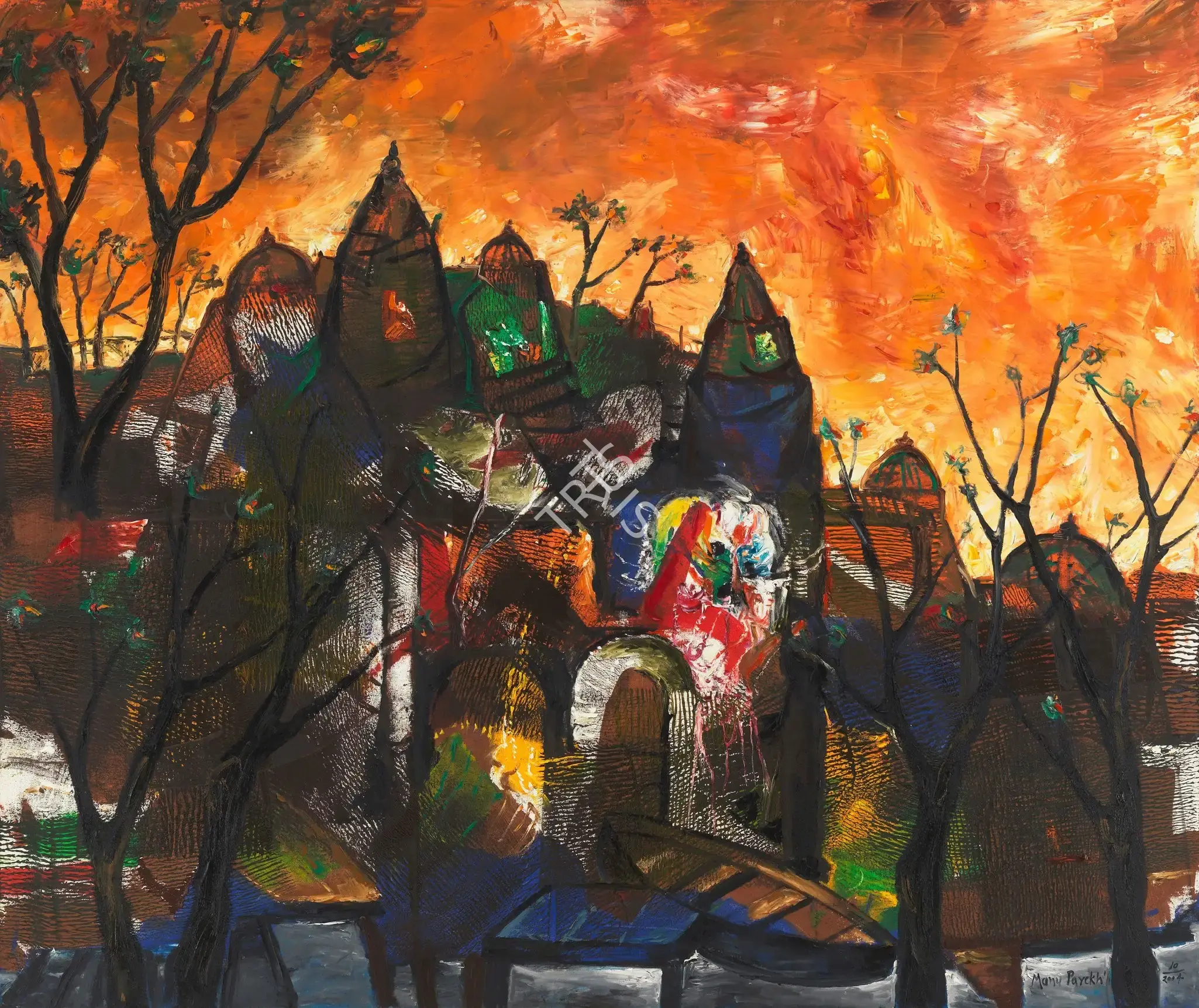 Manu Parekh (Artist), Bright Evening Sky, 2004, Painting