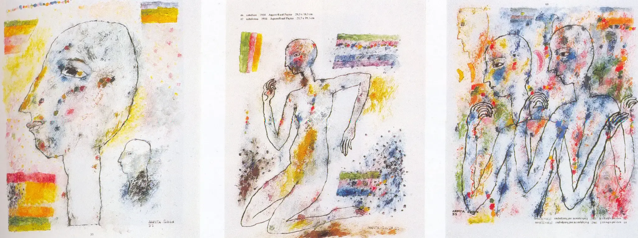 Arpita Singh (Artist), Figures and Head Studies, 1983, Painting