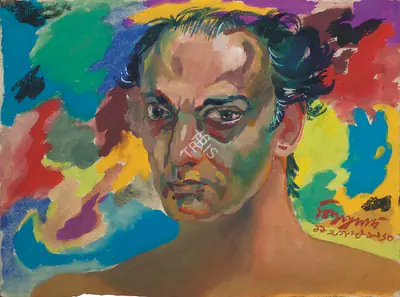 Chittaprosad (Artist), Self-Portrait, 1960, Painting