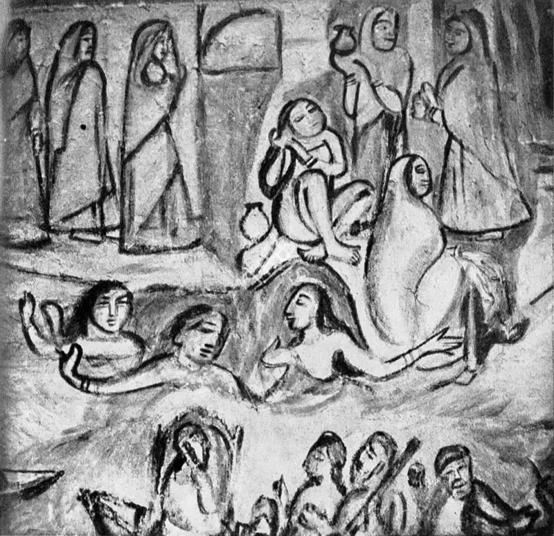 Benode Behari Mukherjee (Artist), Mediaeval Saints, 1947, Painting