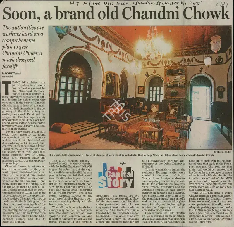 Mayank Tewari (Reporter), Soon, a brand old Chandni Chowk, 2005, Newspaper Clipping