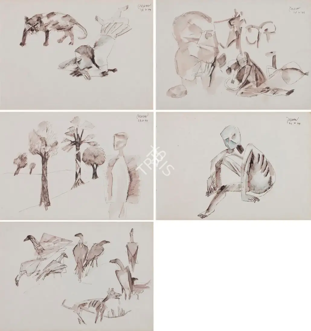 Somnath Hore (Artist), Untitled, 1977, Painting