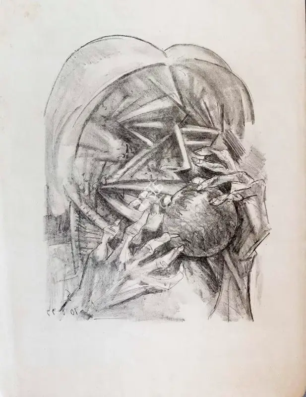 Somnath Hore (Artist), Hiroshima (Wounds Verso), 1977, Painting