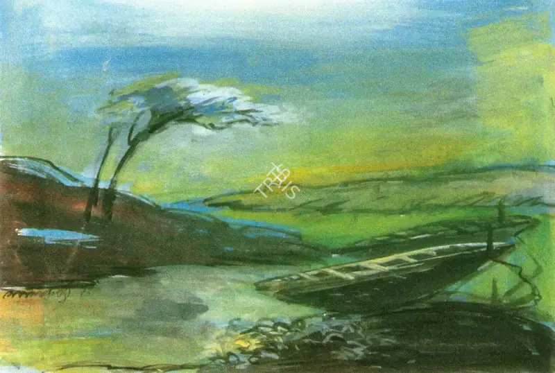 Gopal Ghose (Artist), Landscape, 1973, Painting