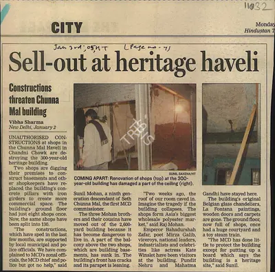 Vibha Sharma (Reporter), Sell-Out at Heritage Haveli, 2005, Newspaper Clipping