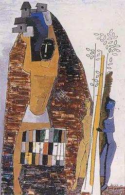 M.F. Husain (Artist), Krishna and Gopis, 1954, Painting