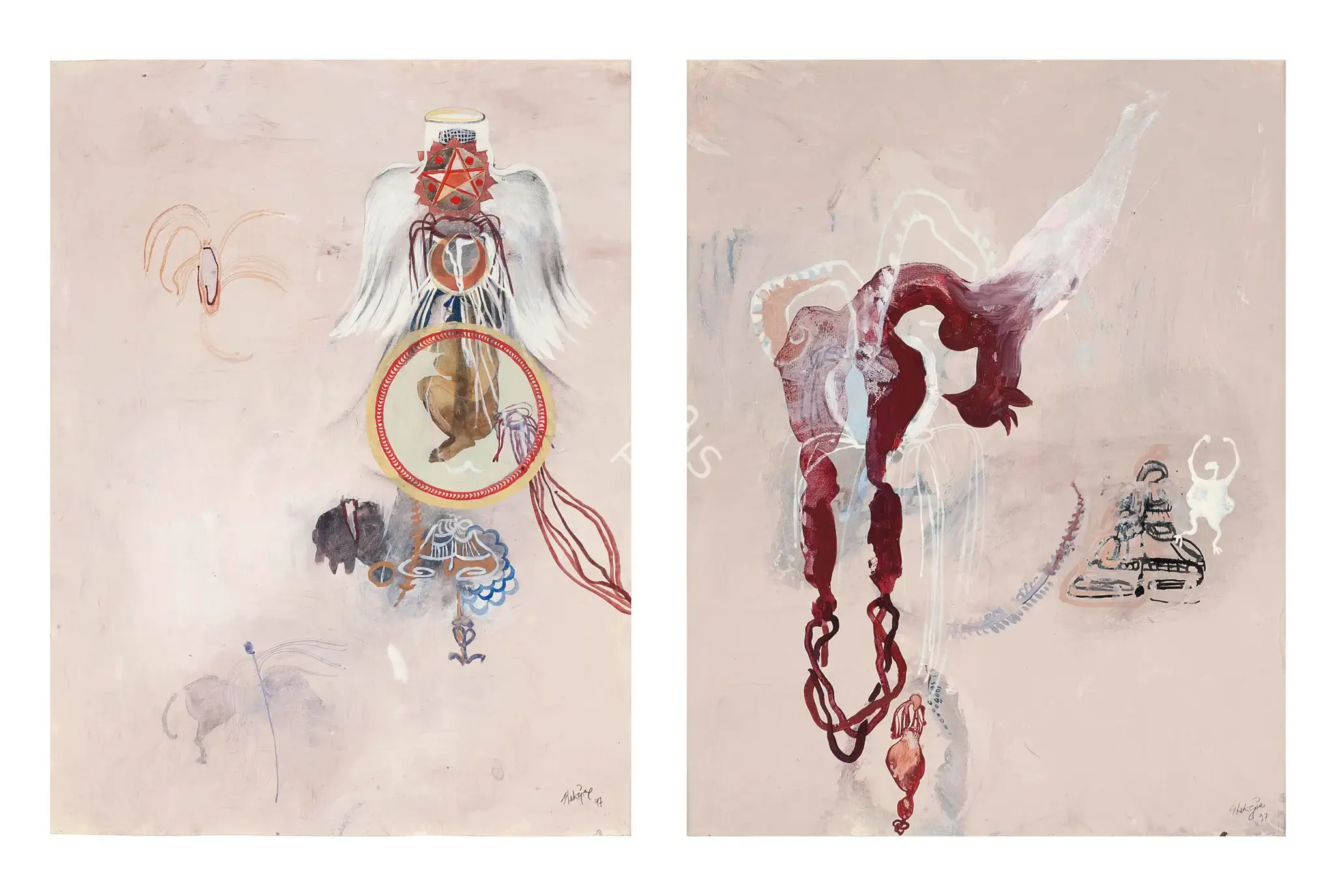 Shahzia Sikander (Artist), Wings, Veils And Dresses I, 1997, Painting
