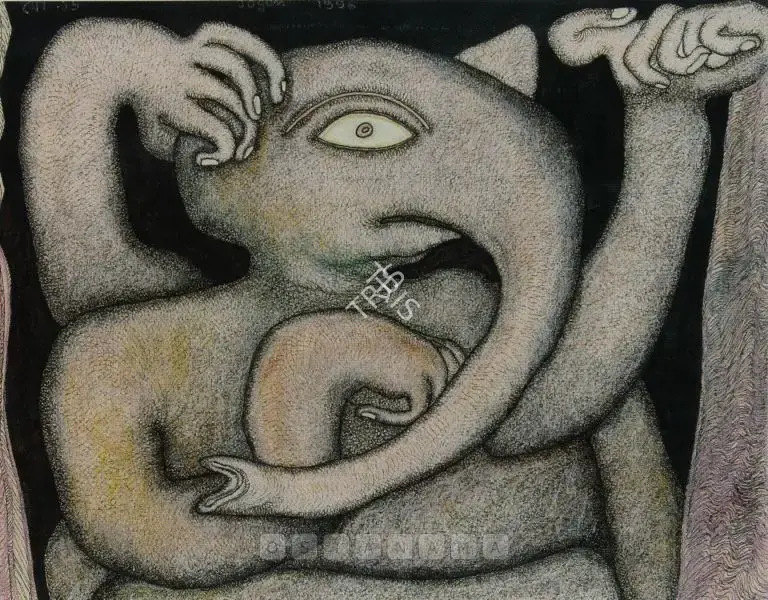 Jogen Chowdhury (Artist), Vinayak, 1996, Drawing