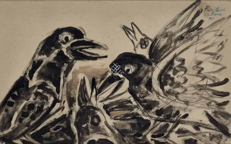 Paritosh Sen (Artist), Crows, 1991, Painting