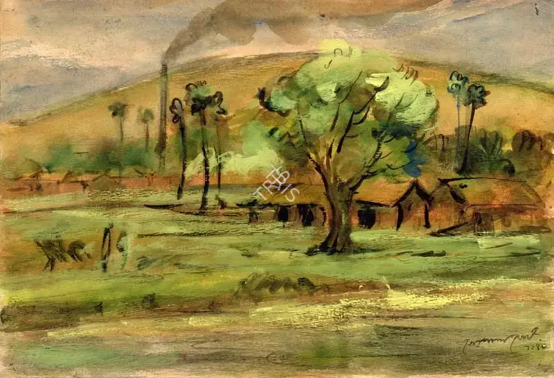 Gopal Ghose (Artist), Landscape, 1940, Painting
