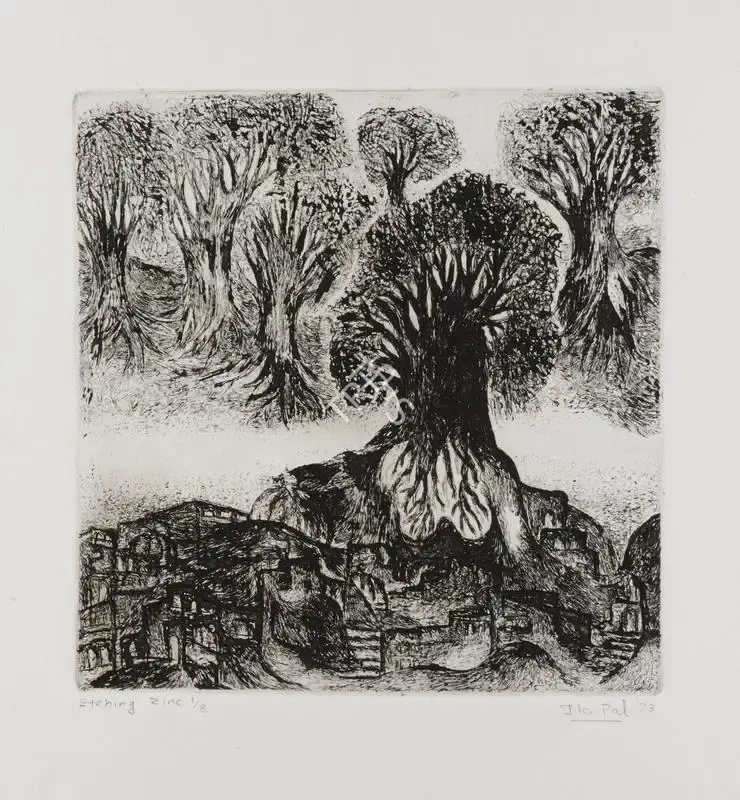 Ila Pal (Artist), Untitled (Trees), 1973, Graphic Art