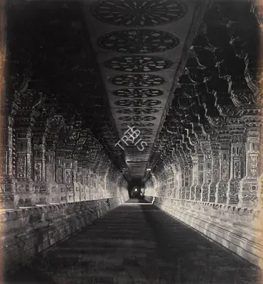 Edmund David Lyon (Photographer), Ramissuram Pagoda (long side aisle), 1870, Antiquarian Photograph