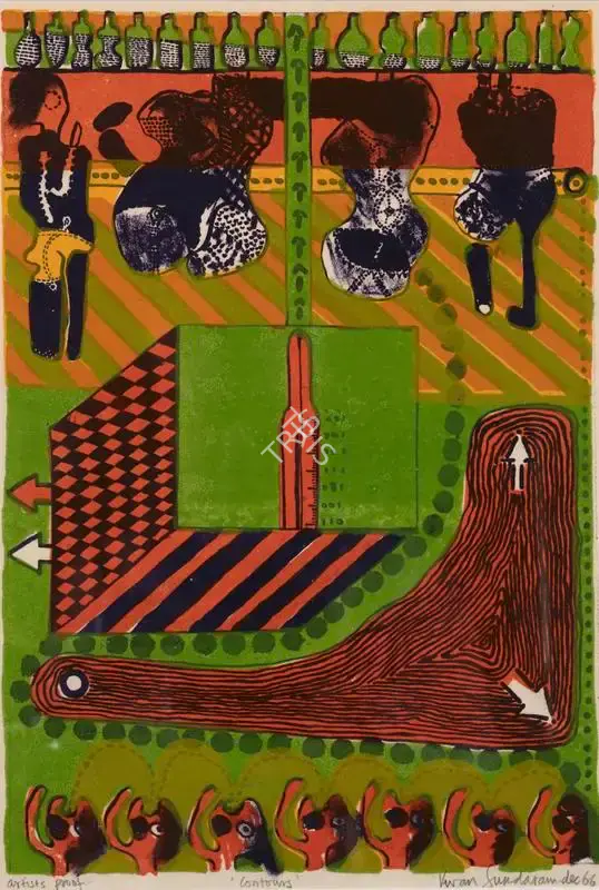 Vivan Sundaram (Artist), Contours, 1966, Drawing