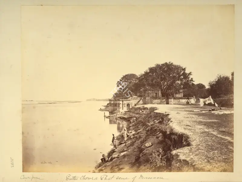 William Baker (Photographer), Suttee Chowra Ghat scene of massacre. Cawnpore, 1865, Antiquarian Photograph