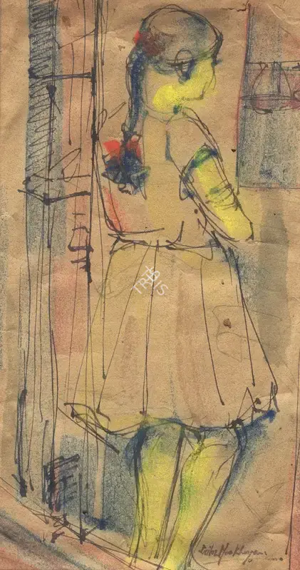Sailoz&nbsp;Mookherjea (Artist), Girl, 1945, Painting