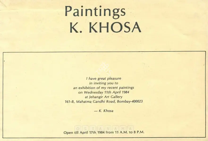 K. Khosa (Artist), K. Khosa, 1984, Solo Exhibition Catalogue