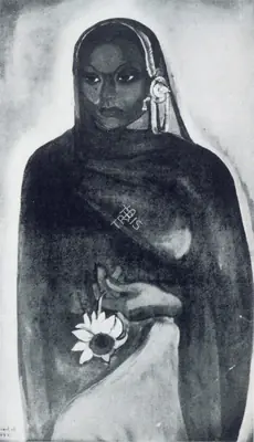 Amrita Sher-Gil (Artist), Woman with the Sunflower, 1935, Painting