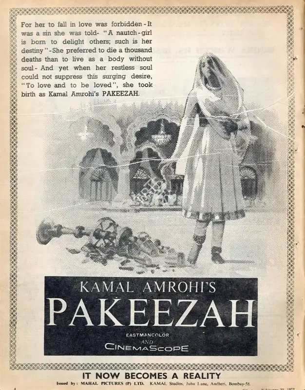 Kamal Amrohi (Producer), Pakeezah, 1971, Advertisement