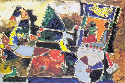 M.F. Husain (Artist), The Bridal Tonga, 1953, Painting