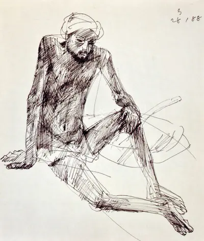 Somnath Hore (Artist), Untitled, 1988, Drawing
