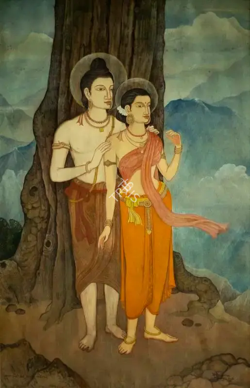 Maninder Bhusan Gupta (Artist), Har Parvati, 1937, Painting