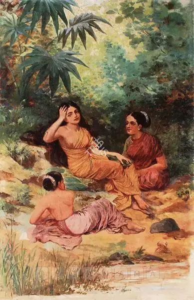 P. Gerhardt (Artist), Three Women By A Stream, Painting