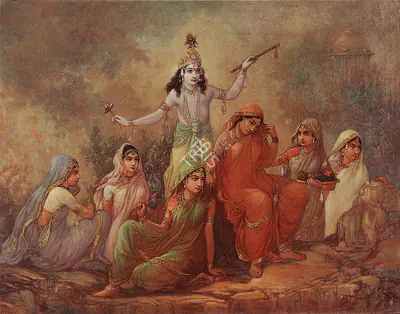 Circle of Ustad Allah Bukhsh (Artist), Krishna with Gopis, Painting