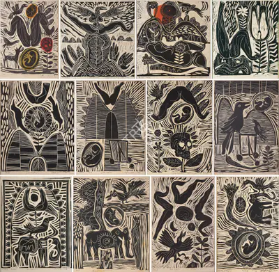 R.B. Bhaskaran (Artist), Life Cycle & Evolution Series, 1973, Graphic Art