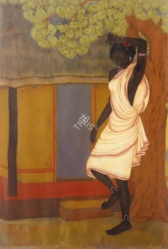 Kumaril Swamy (Artist), Santhal Girl, Painting