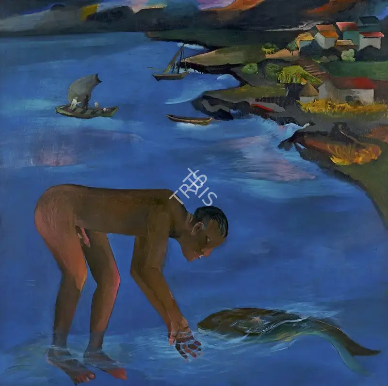 Khakhar, Bhupen (Artist). Fisherman, 1987 | Painting, Pu.Mum/25.09.25, 2025 · Pundole