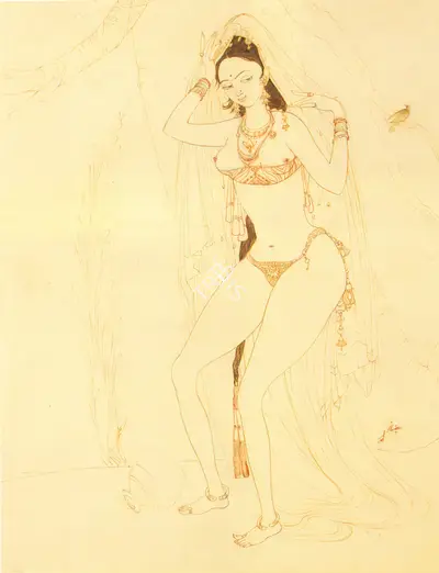 M.A.R. Chughtai (Artist), Yakshi, Drawing