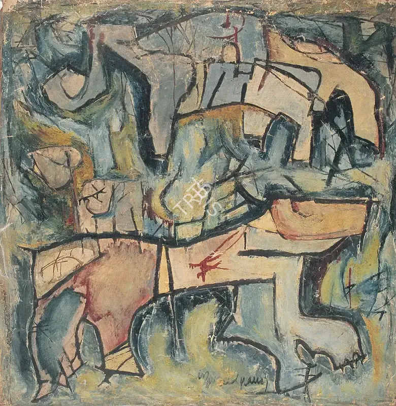 L. Munuswamy (Artist), Animals in Composition, 1962, Painting