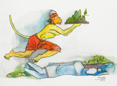 M.F. Husain (Artist), Hanuman, Painting