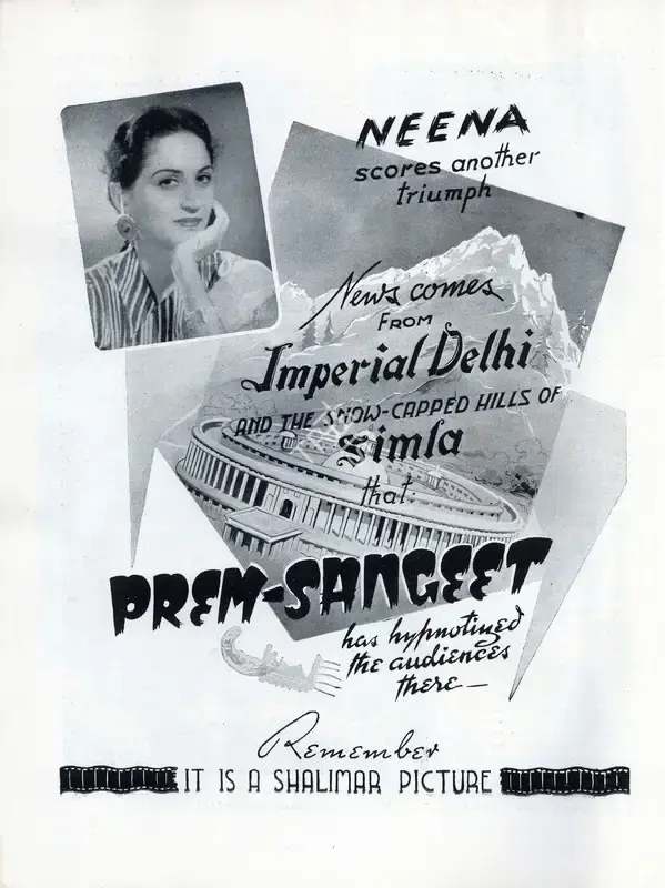 W.Z. Ahmed (Producer), Prem Sangeet, 1943, Advertisement